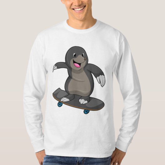 Mole als Skater met skateboard T-shirt (Voorkant)