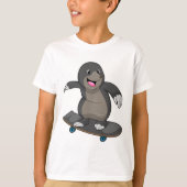 Mole als Skater met skateboard T-shirt (Voorkant)