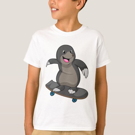 Mole als Skater met skateboard T-shirt (Voorkant)