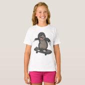 Mole als Skater met skateboard T-shirt (Voorkant volledig)