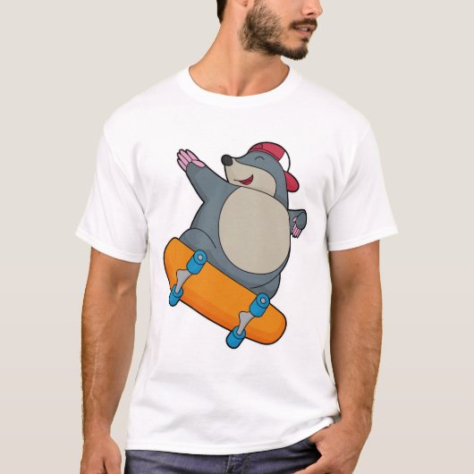 Mole als Skater met skateboard T-shirt (Voorkant)