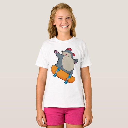 Mole als Skater met skateboard T-shirt (Voorkant volledig)