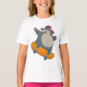 Mole als Skater met skateboard T-shirt (Voorkant)