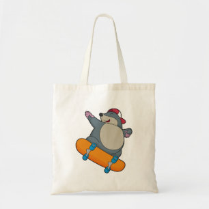Mole als Skater met skateboard Tote Bag