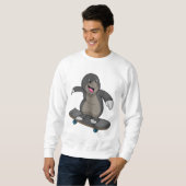 Mole als Skater met skateboard Trui (Voorkant volledig)