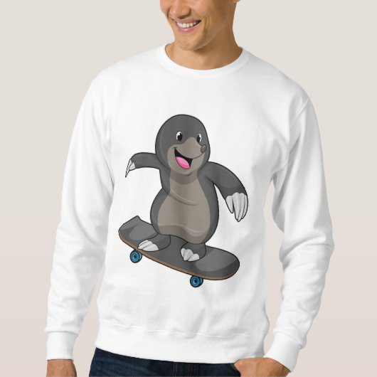 Mole als Skater met skateboard Trui (Voorkant)