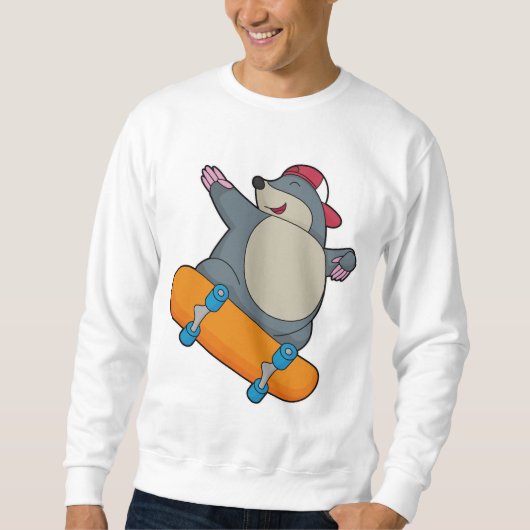 Mole als Skater met skateboard Trui (Voorkant)
