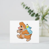 Mole als student met rugzak briefkaart (Staand voorkant)