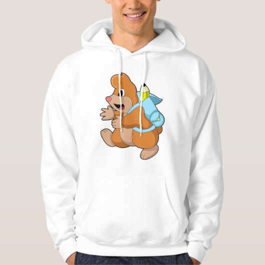 Mole als student met rugzak hoodie (Voorkant)