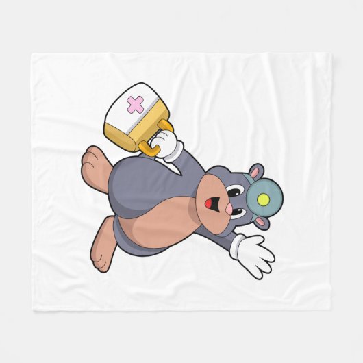 Mole als verpleegster met verbandtrommel.PNG Fleece Deken (Voorkant (Horizontaal))