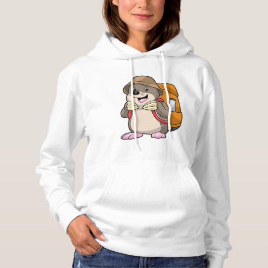 Mole als wandelaar met bagage hoodie (Voorkant)
