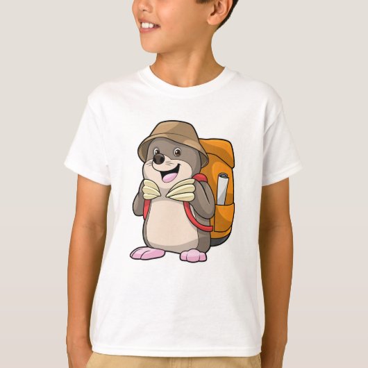 Mole als wandelaar met bagage t-shirt (Voorkant)