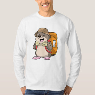 Mole als wandelaar met bagage t-shirt