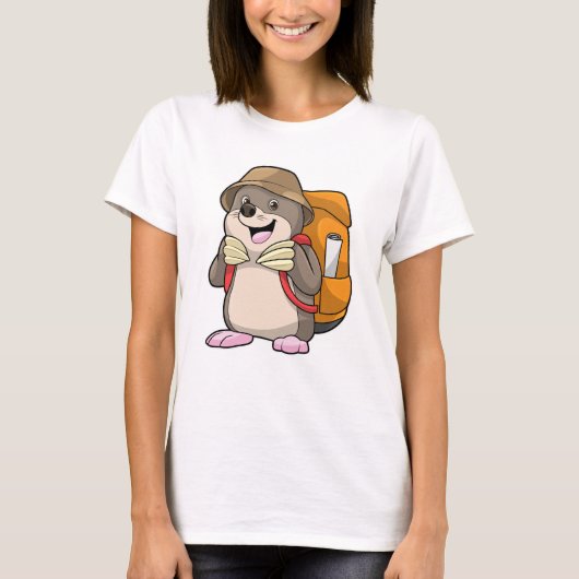 Mole als wandelaar met bagage t-shirt (Voorkant)