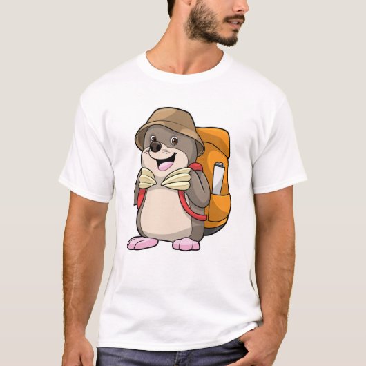 Mole als wandelaar met bagage t-shirt (Voorkant)