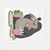 Mole als zanger met microfoon fleece deken (Voorkant (Horizontaal))