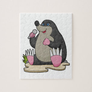 Mole als zanger met microfoon legpuzzel