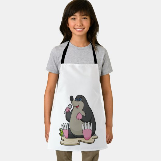 Mole als zanger met microfoon schort (Insitu)