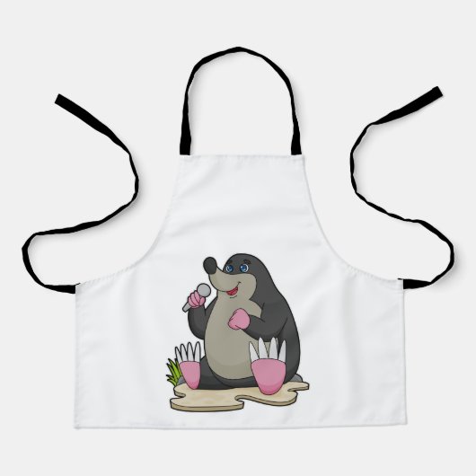 Mole als zanger met microfoon schort (Voorkant)