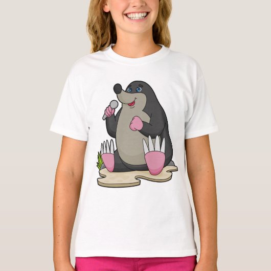 Mole als zanger met microfoon t-shirt (Voorkant)