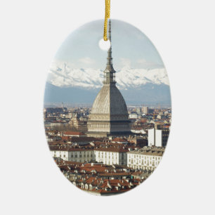 Mole Antonelliana in Turijn, Italië, gezien van de Keramisch Ornament