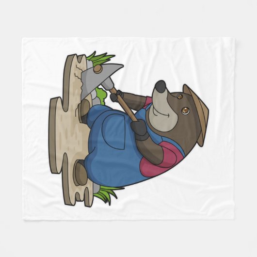 Mole as Farmer Fleece Deken (Voorkant (Horizontaal))