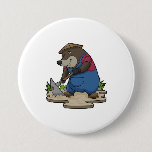Mole as Farmer Ronde Button 7,6 Cm (Voorkant)
