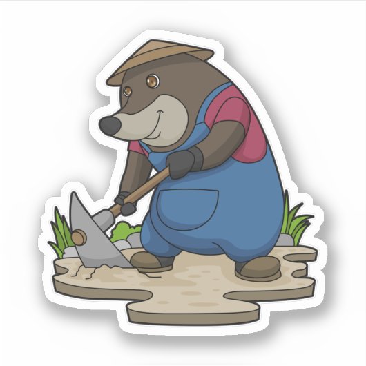 Mole as Farmer Sticker (Voorkant)