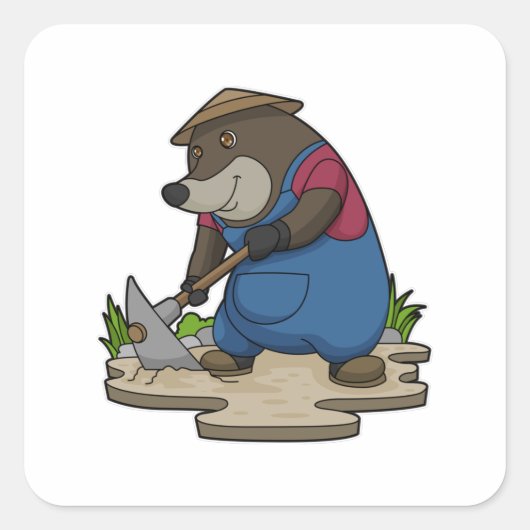 Mole as Farmer Vierkante Sticker (Voorkant)