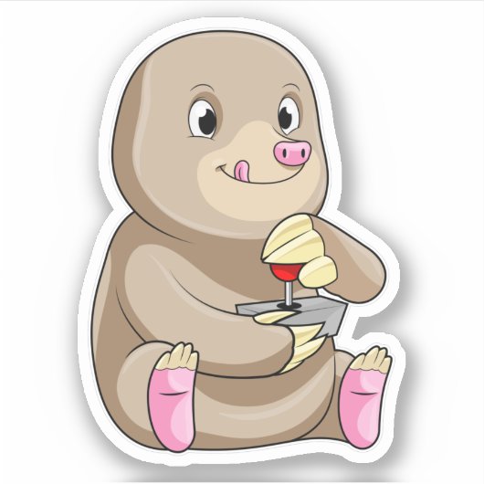 Mole as Gamer met Joystick Sticker (Voorkant)
