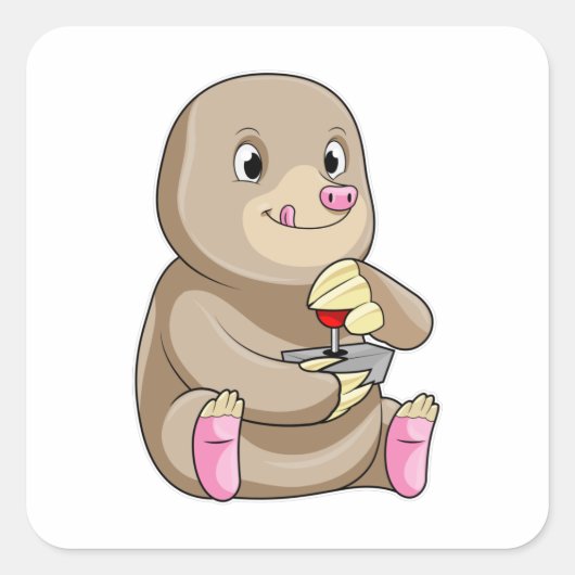 Mole as Gamer met Joystick Vierkante Sticker (Voorkant)