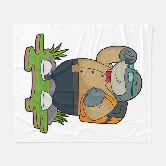 Mole as Hiker with Backpack Fleece Deken (Voorkant (Horizontaal))