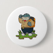 Mole as Hiker with Backpack Ronde Button 7,6 Cm (Voorkant)
