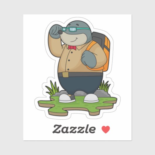Mole as Hiker with Backpack Sticker (Vel)