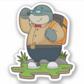 Mole as Hiker with Backpack Sticker (Voorkant)