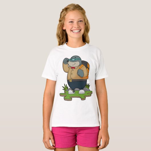 Mole as Hiker with Backpack T-shirt (Voorkant volledig)