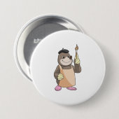 Mole as Painter with Paint brush Ronde Button 7,6 Cm (Voorkant /achterkant)