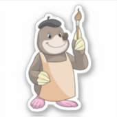 Mole as Painter with Paint brush Sticker (Voorkant)