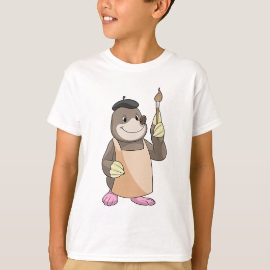 Mole as Painter with Paint brush T-shirt (Voorkant)