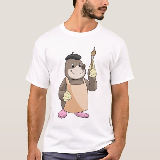 Mole as Painter with Paint brush T-shirt (Voorkant)