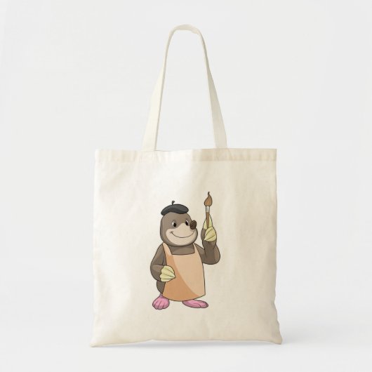 Mole as Painter with Paint brush Tote Bag (Voorkant)