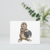 Mole bij Bowling met Bowling ball Briefkaart (Staand voorkant)