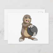 Mole bij Bowling met Bowling ball Briefkaart (Voorkant / Achterkant)