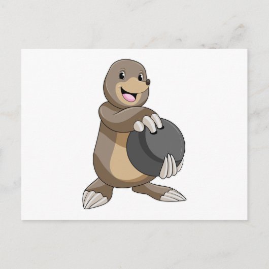 Mole bij Bowling met Bowling ball Briefkaart (Voorkant)