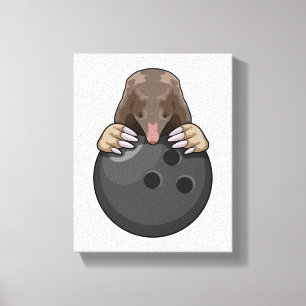 Mole bij Bowling met Bowling ball Canvas Afdruk