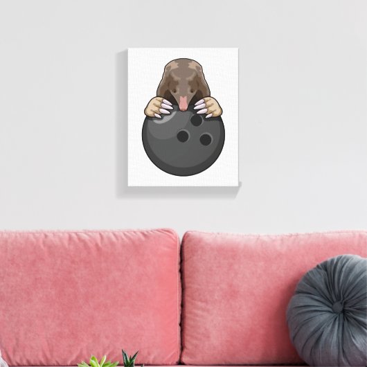 Mole bij Bowling met Bowling ball Canvas Afdruk (Insitu (Woonkamer))