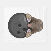 Mole bij Bowling met Bowling ball Fleece Deken (Voorkant (Horizontaal))