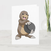 Mole bij Bowling met Bowling ball Kaart (Voorkant)