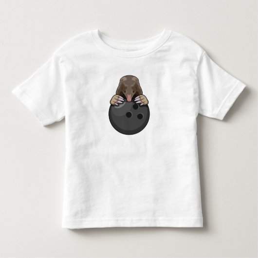 Mole bij Bowling met Bowling ball Kinder Shirts (Voorkant)
