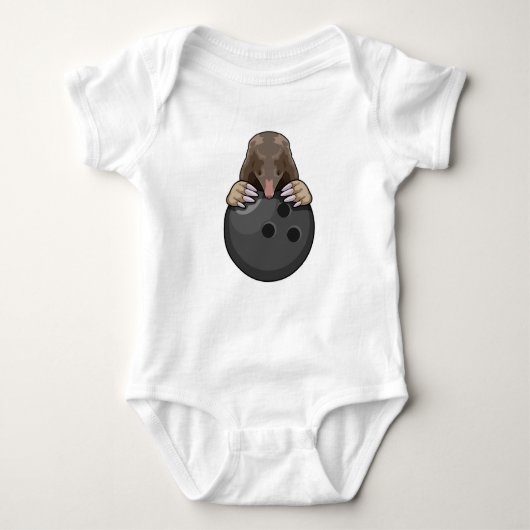 Mole bij Bowling met Bowling ball Romper (Voorkant)